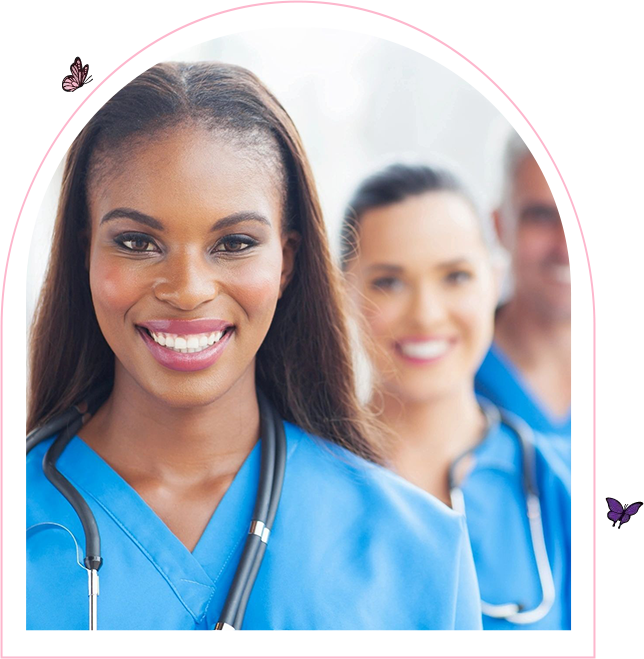 A group of nurses standing next to each other.